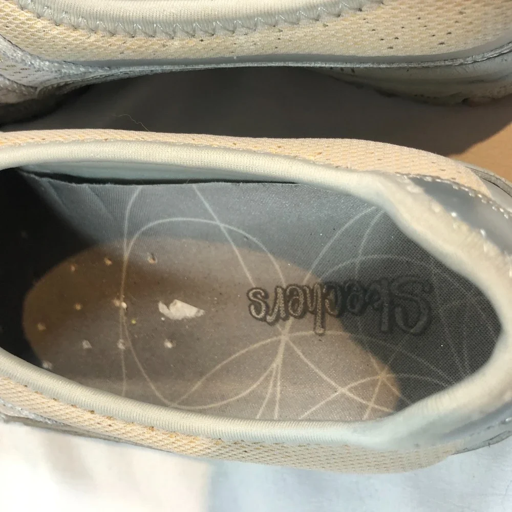 Skechers Bikers Step-Up SN21213 Slip On Leather Silver Shoes Womens US 8 EU 39‎